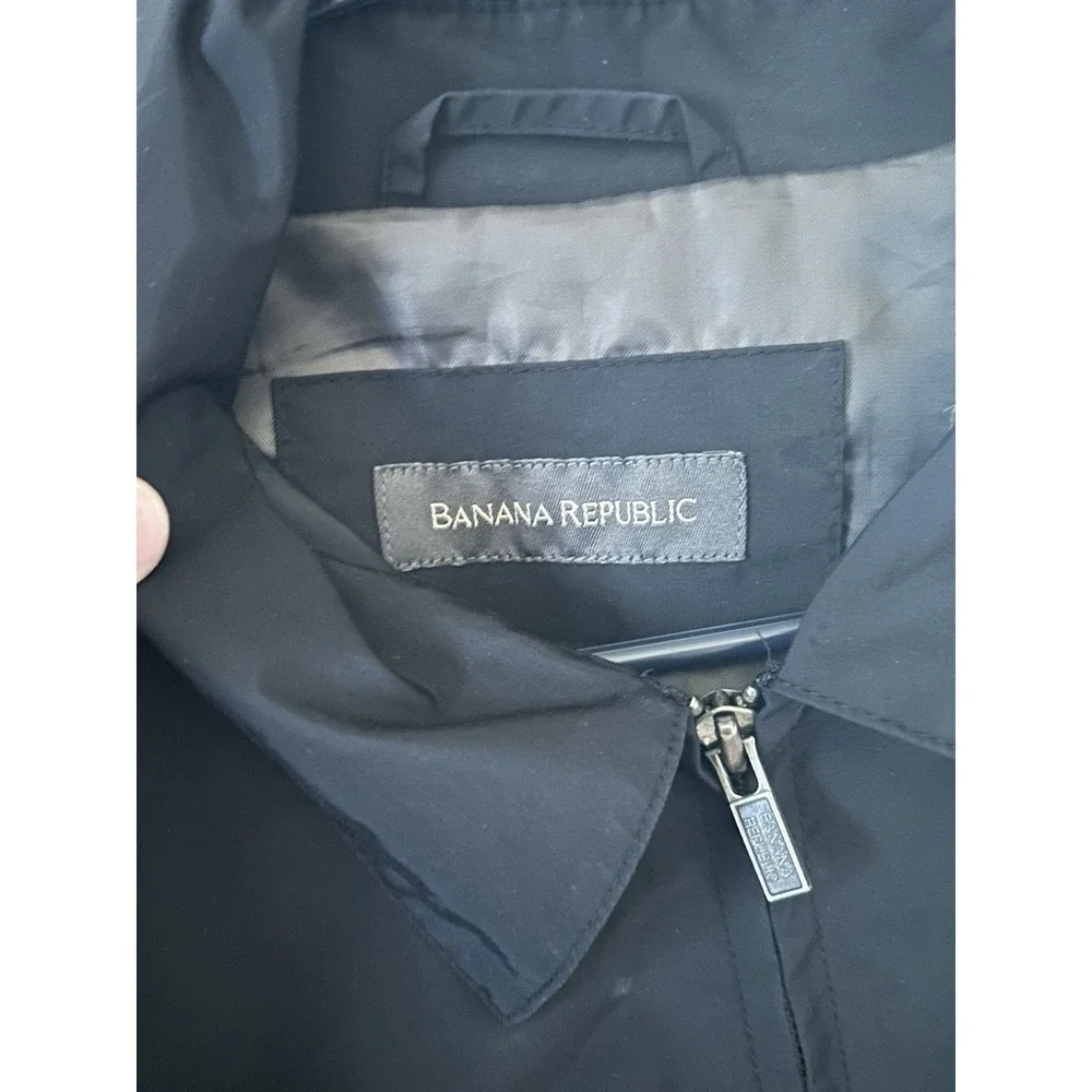 Men's Banana Republic Black Windbreaker Full Zip Jacket Size L Preppy Casual